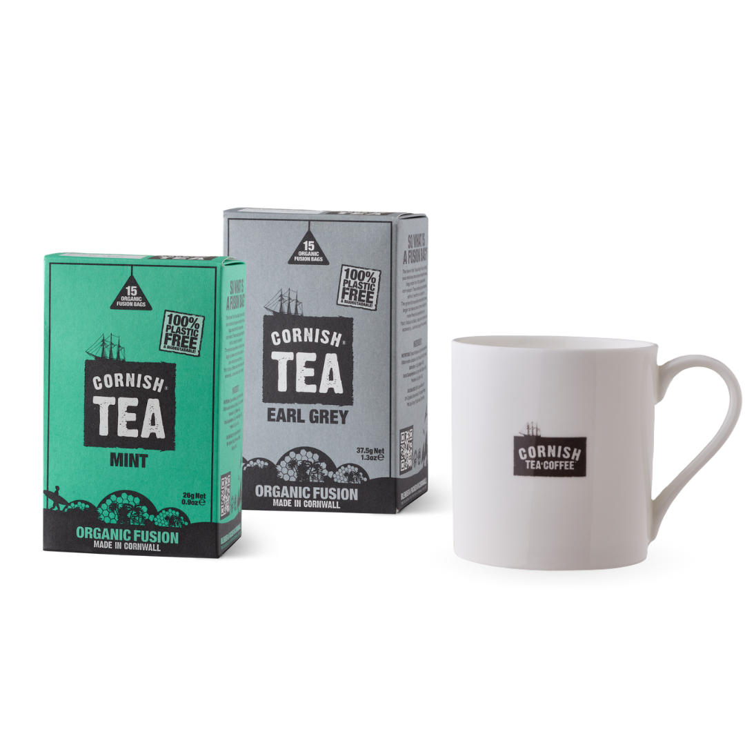 Cornish Tea Fusions: Classics Duo - Organic Earl Grey, Mint Tea & Cup Gift Set