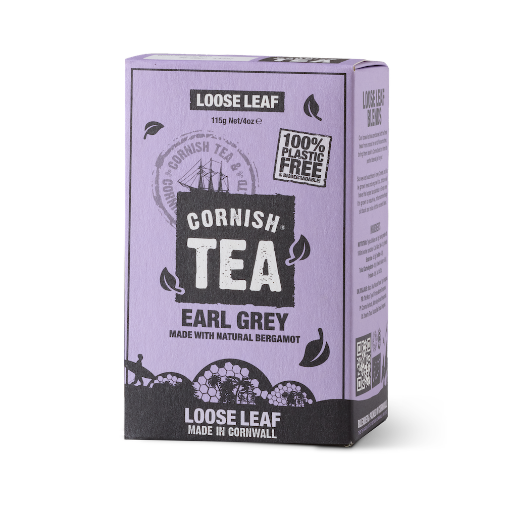 Cornish Tea & Coffee Earl Grey loose leaf tea with natural Bergamot, blended in Cornwall.