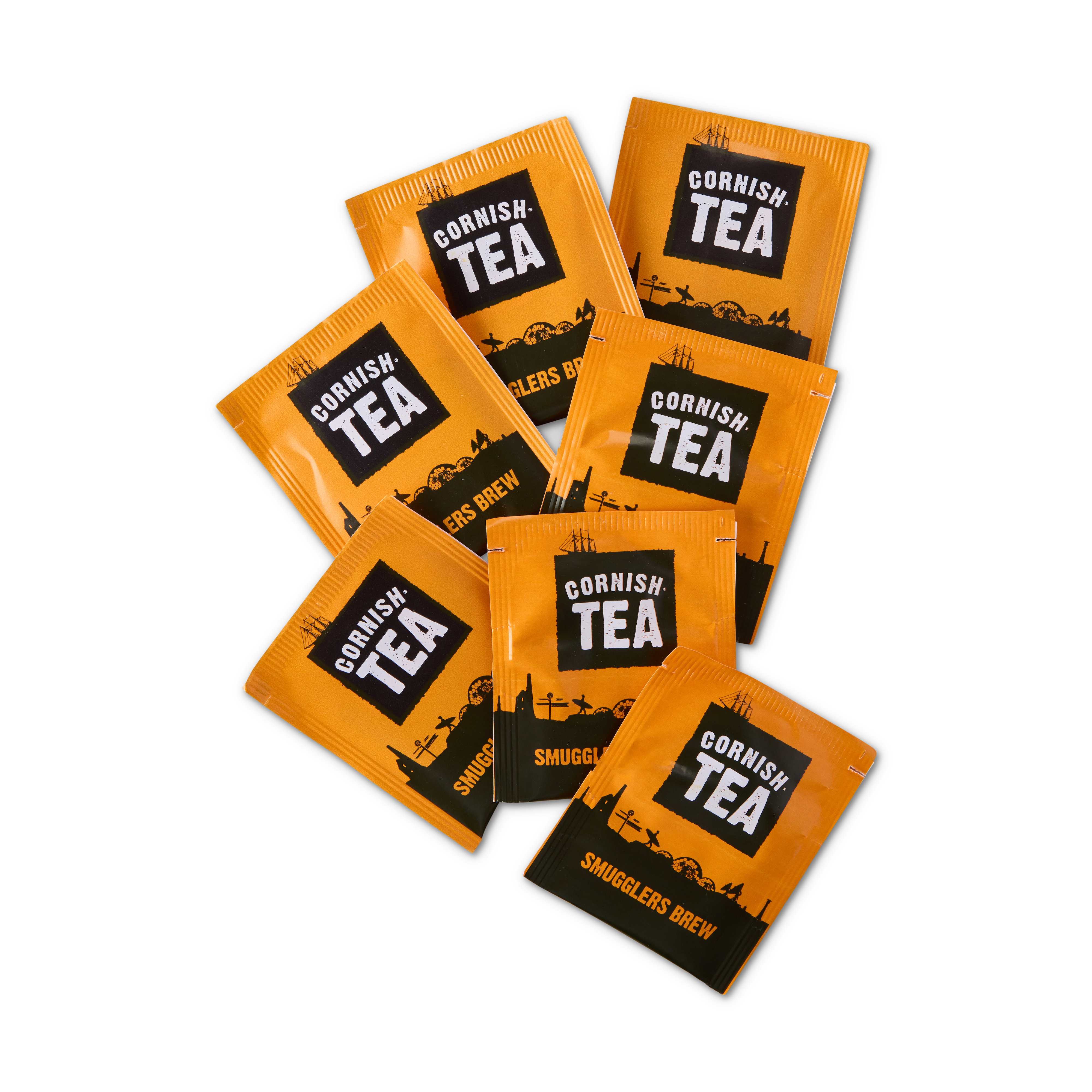 Box of 250 Smugglers Brew tea bags with tag and envelope - individually wrapped and ideal for hospitality or gifting.