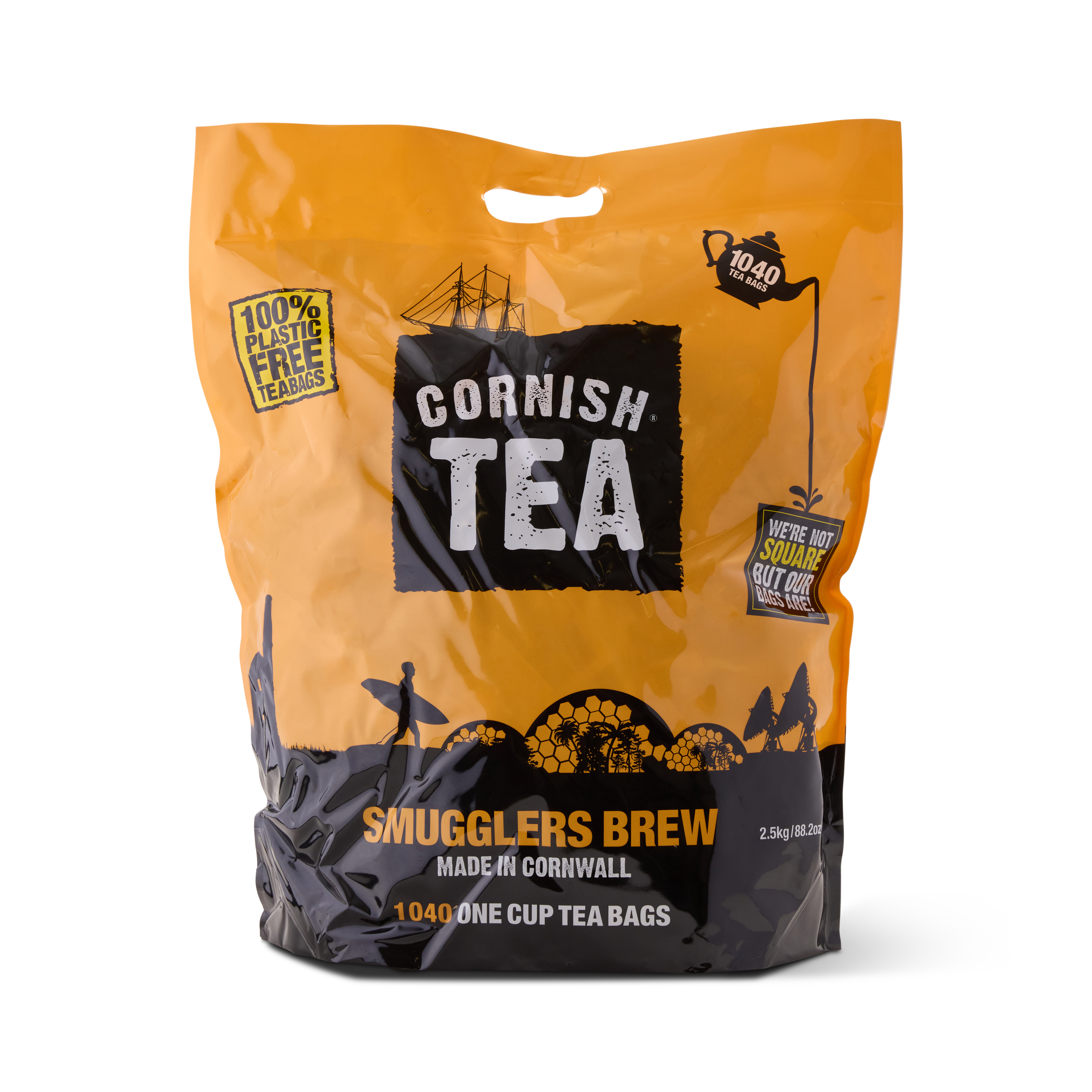 Bulk pack of 1,040 Smugglers Brew 1-cup tea bags. Cornish black tea blend for home and hospitality use.