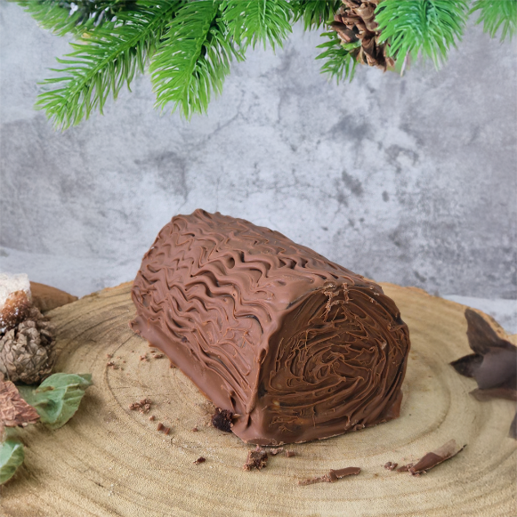 Festive Biscoff Brownie Yule Log