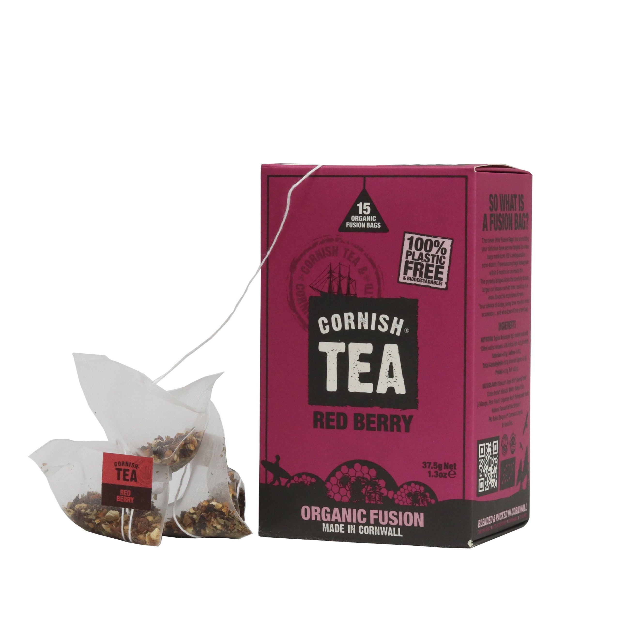 Red Berry Fusion Tea – Naturally caffeine-free organic fruit tea with hibiscus, apple, and citrus in 15 fusion teabags.
