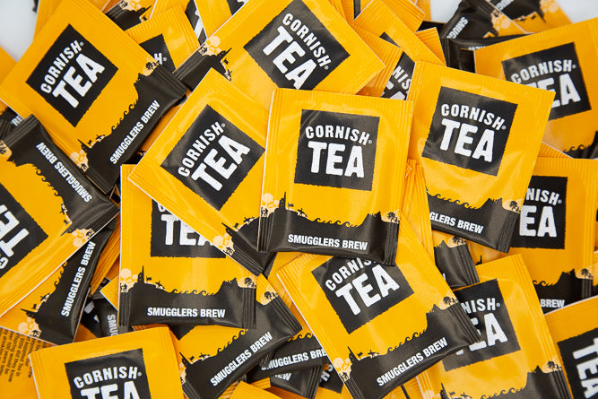 Box of 250 Smugglers Brew tea bags with tag and envelope - individually wrapped and ideal for hospitality or gifting.