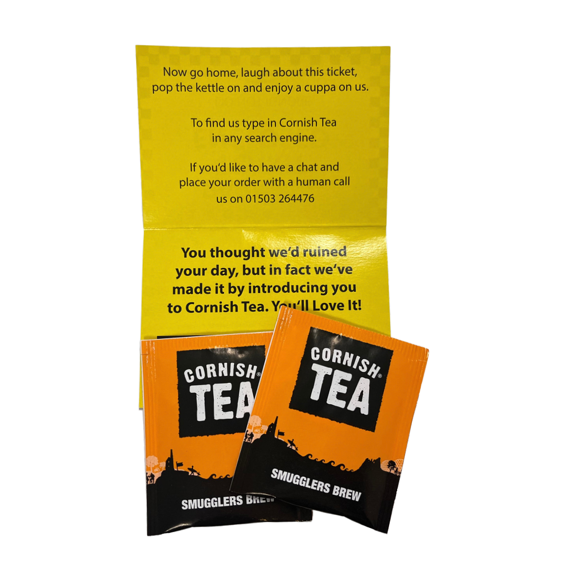 Novelty Parking Teakits – prank gift packs containing a free Smugglers Brew tea and treat.