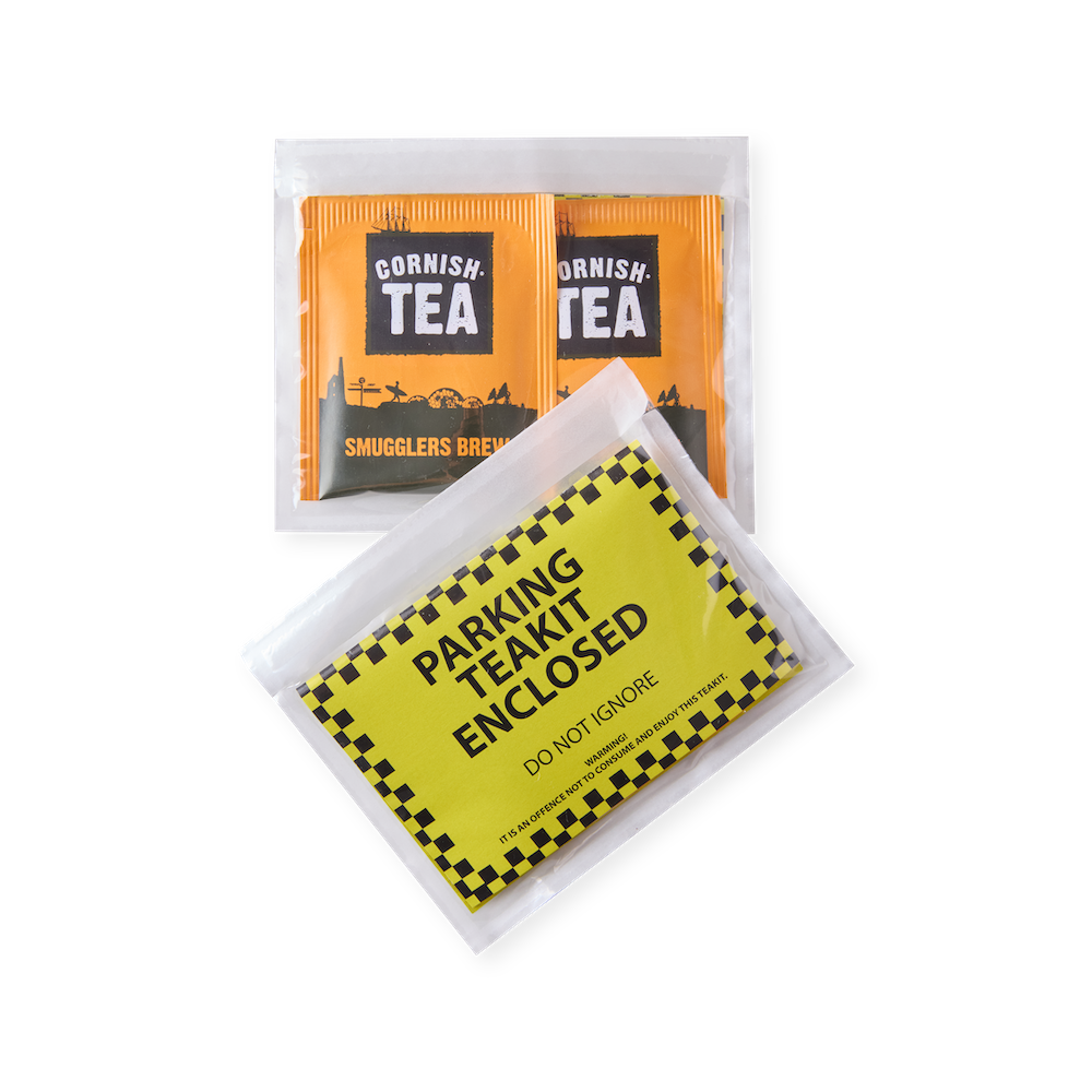 Novelty Parking Teakits – prank gift packs containing a free Smugglers Brew tea and treat.