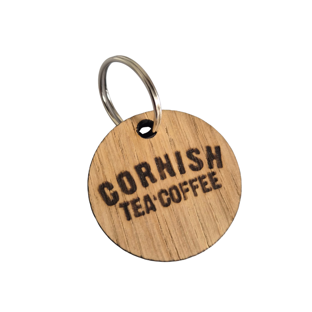 Cornish Tea & Coffee Wooden Keyring - Assorted Designs