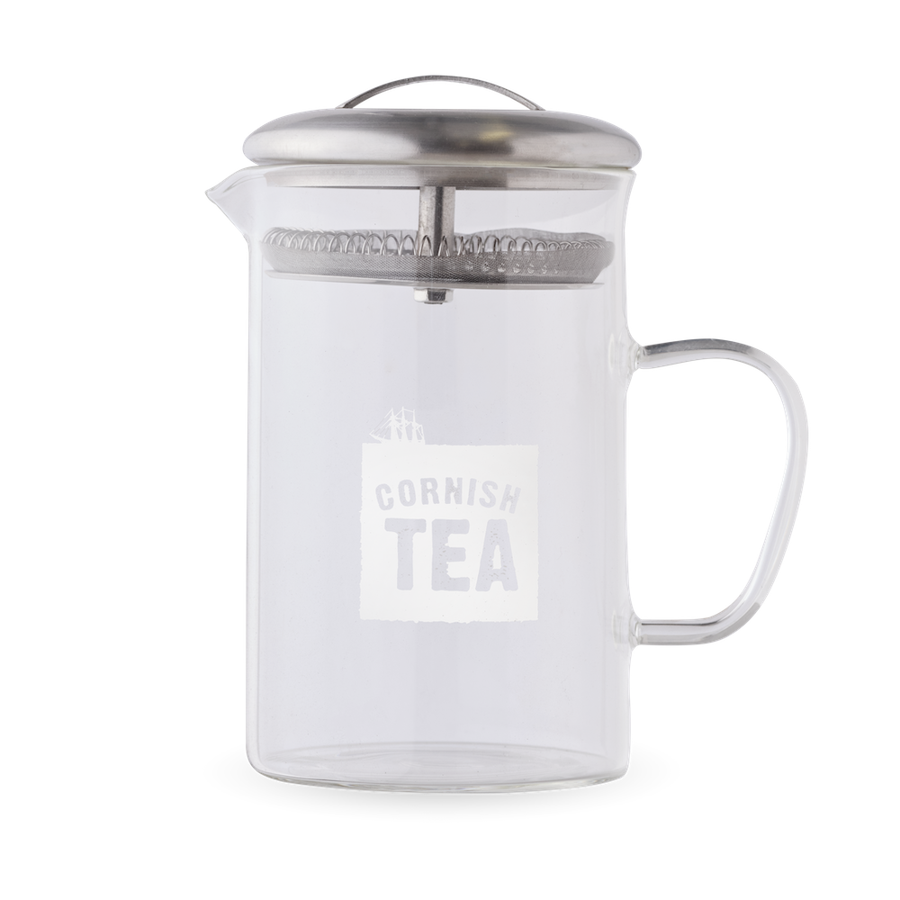Large Cornish Tea branded glass infuser teapot 600ml