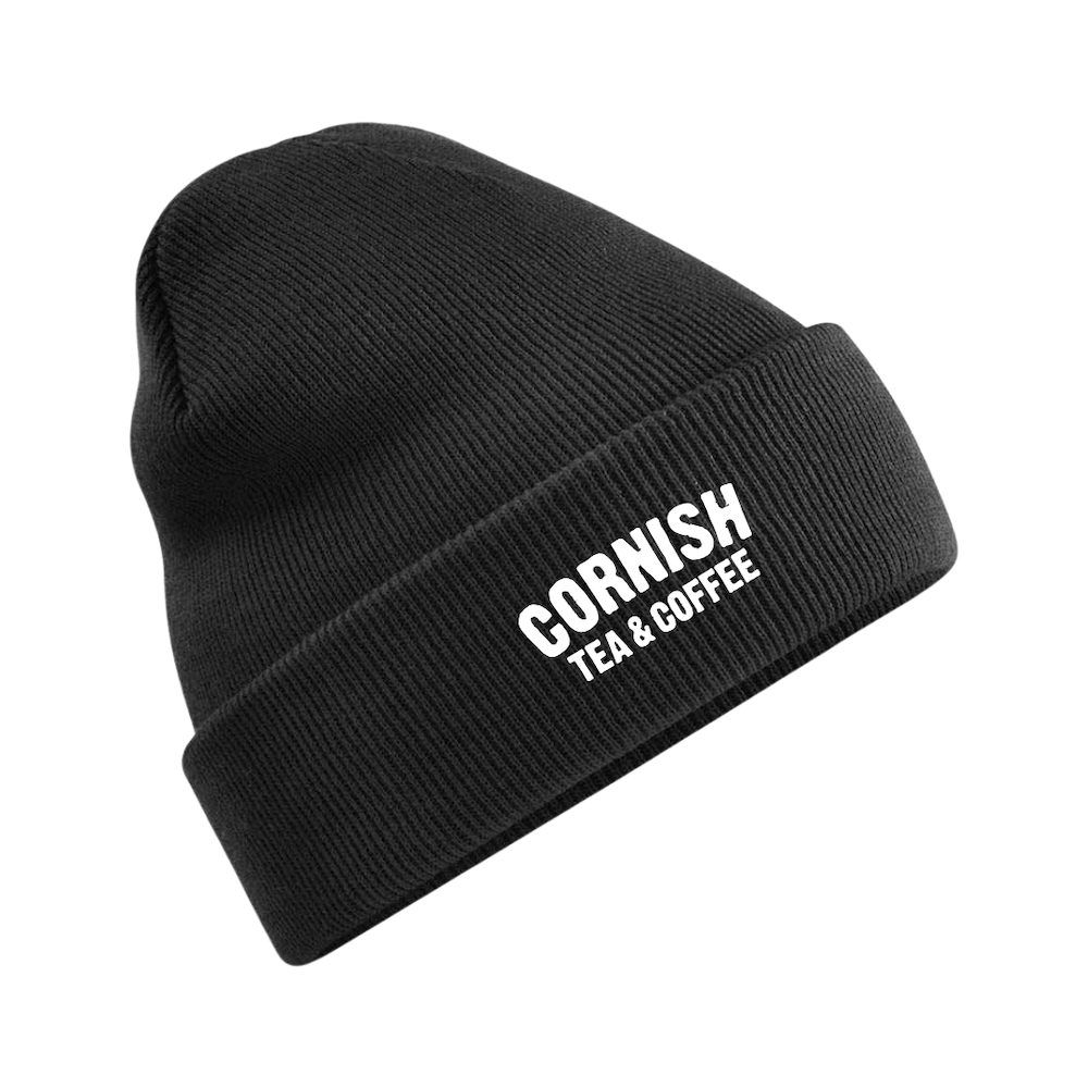 Black Cornish Tea & Coffee Branded Logo Beanie with Embroidery.