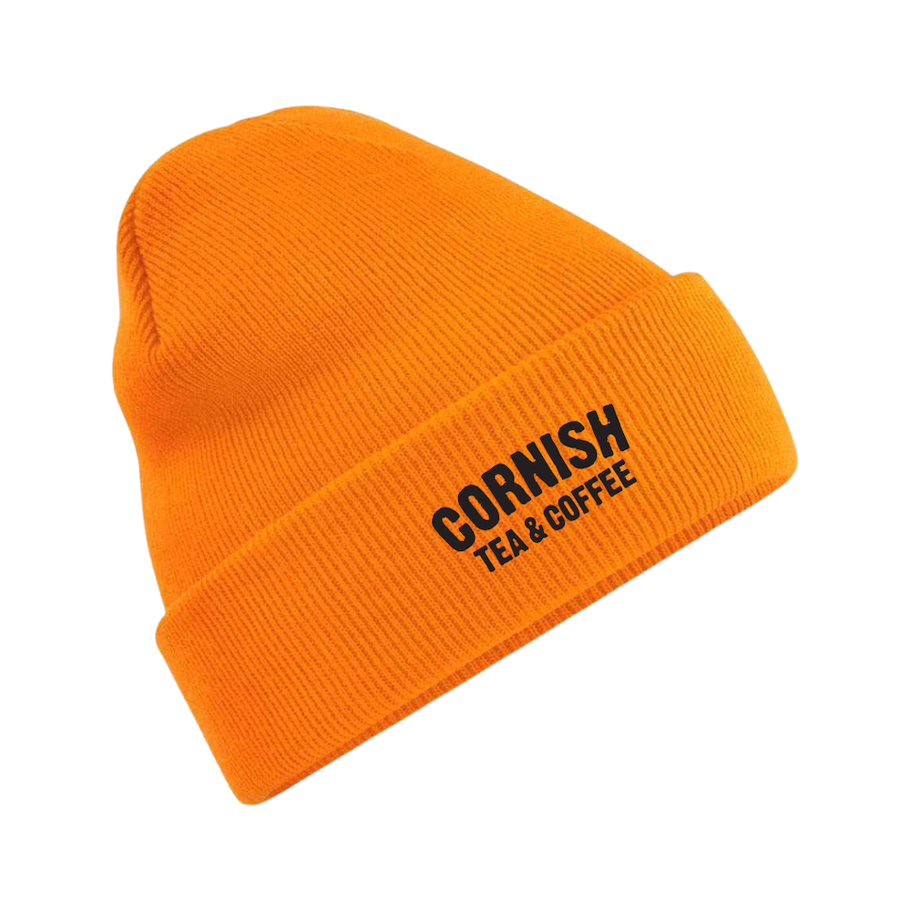 Orange Cornish Tea & Coffee Branded Logo Beanie with Embroidery.