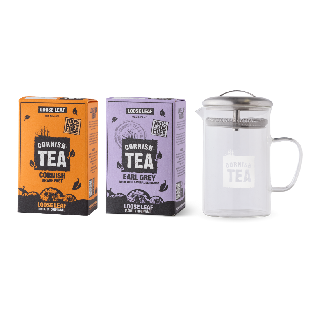Loose Leaf Tea Starter Bundle - Cornish Tea Earl Grey & Breakfast Tea With Infuser Set