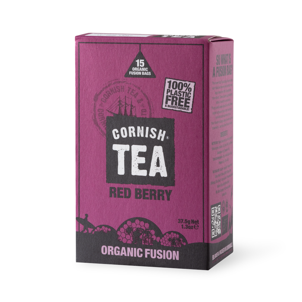Red Berry Fusion Tea – Naturally caffeine-free organic fruit tea with hibiscus, apple, and citrus in 15 fusion teabags.