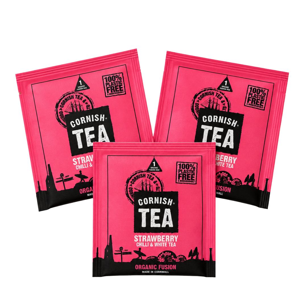 Strawberry, Chilli & White Tea - 50 Boxed Tag-and-Envelope Organic Fusion Tea Bags